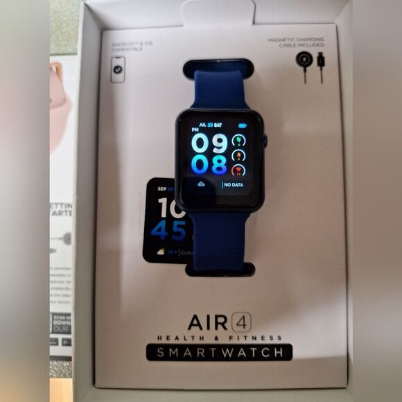 🎁iTouch Air 4 Unisex Blue Silicone Strap Smartwatch 41 mm Fully Charged - Picture 7 of 8